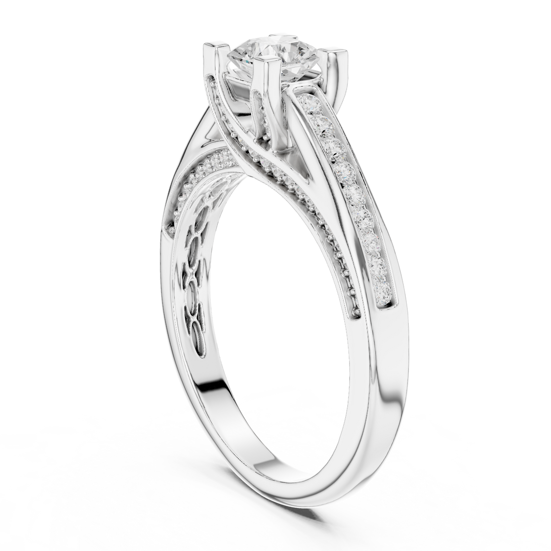 LR-0284 - Vintage Princess Ring - White Gold