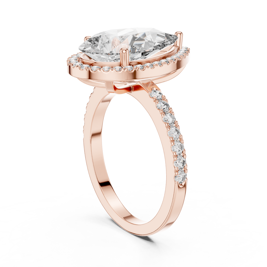 LR-0071 - Halo Pear Ring - White Gold