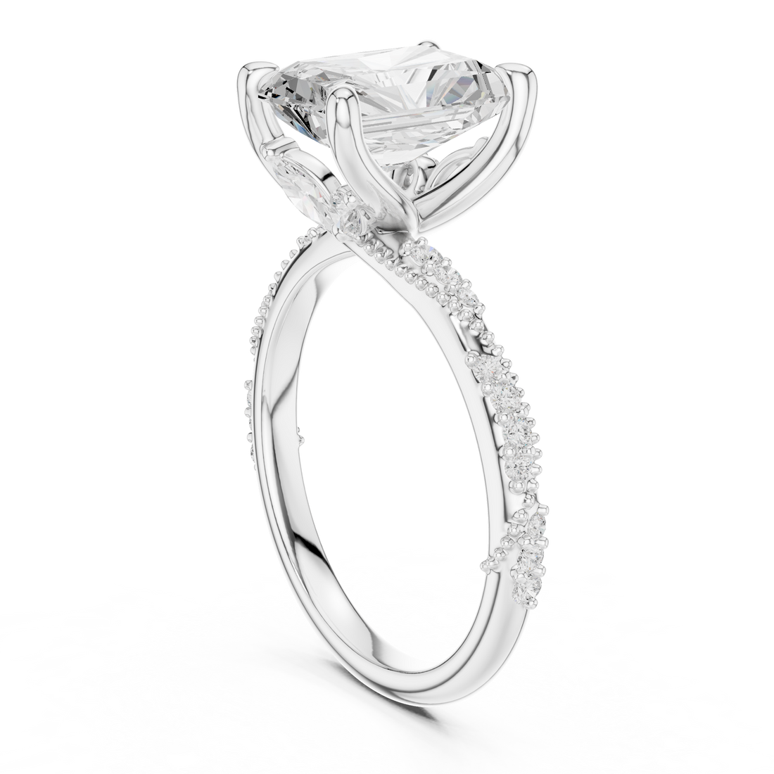 DDLR-167-RA - Solitaire Radiant Ring - White Gold