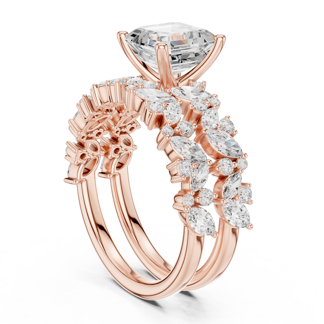DDLR-940 - Fashion Asscher Ring - White Gold