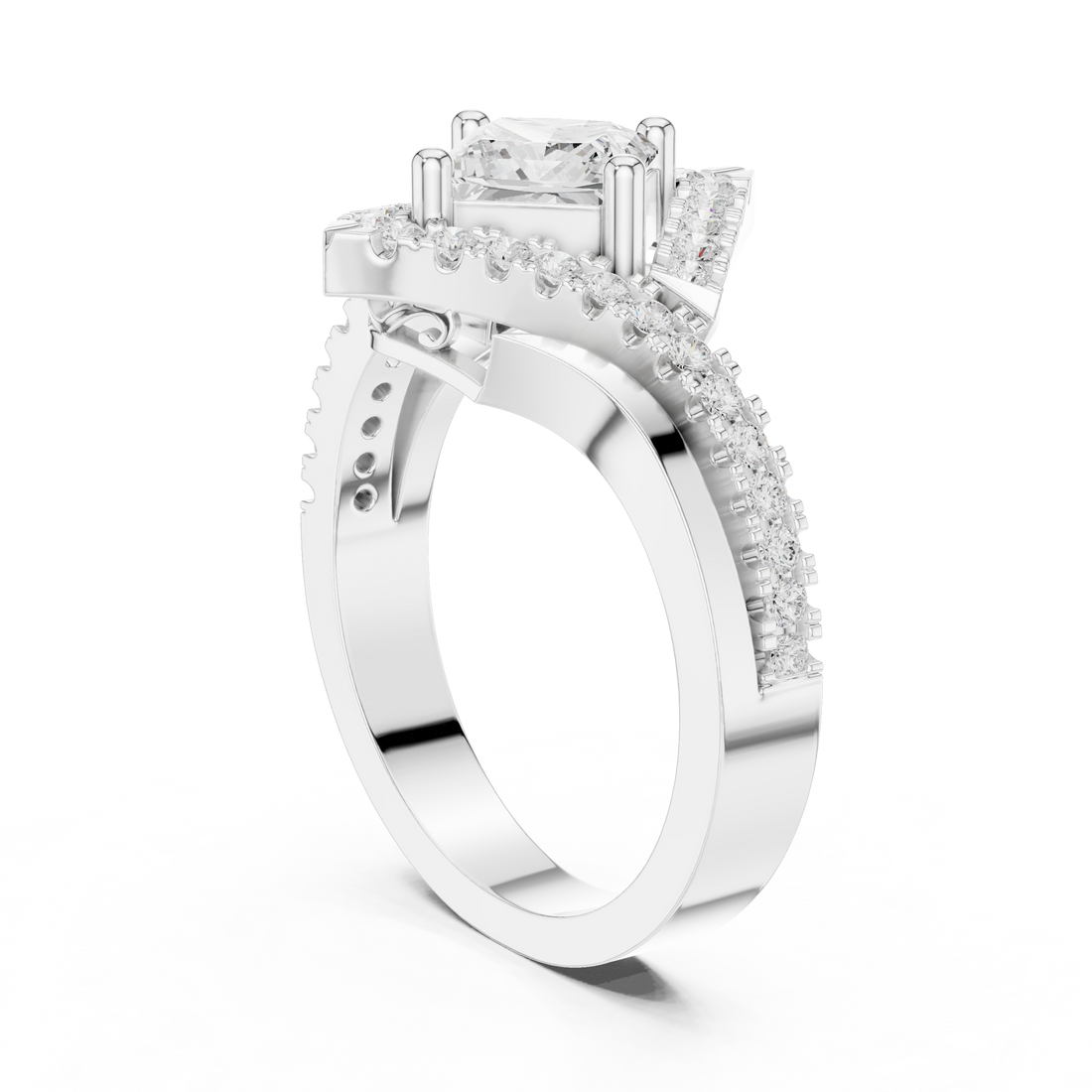 DDLR-321 - Halo Princess Ring - White Gold