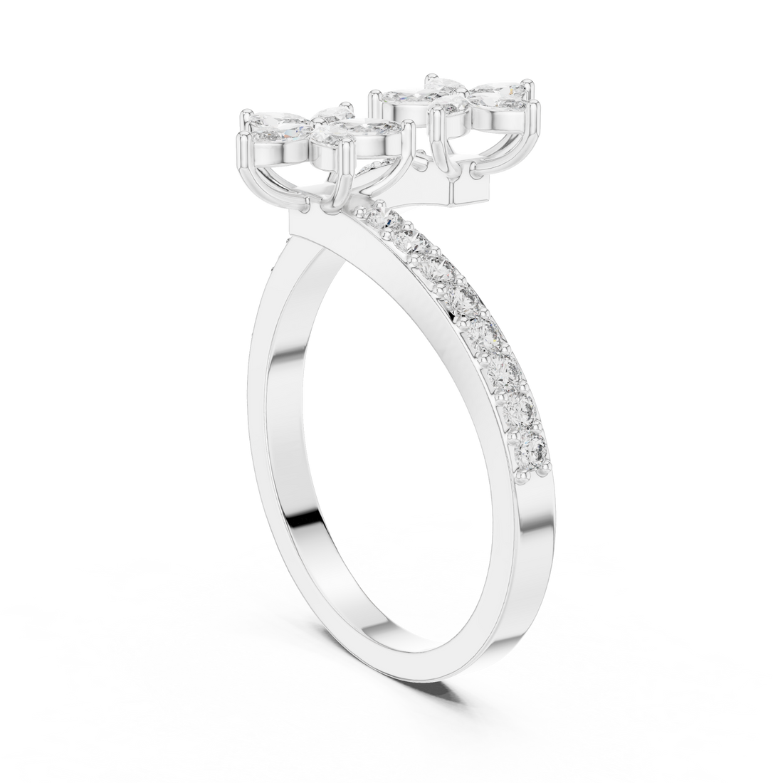 AGDLR-257 - Bypass Marquise Ring - White Gold