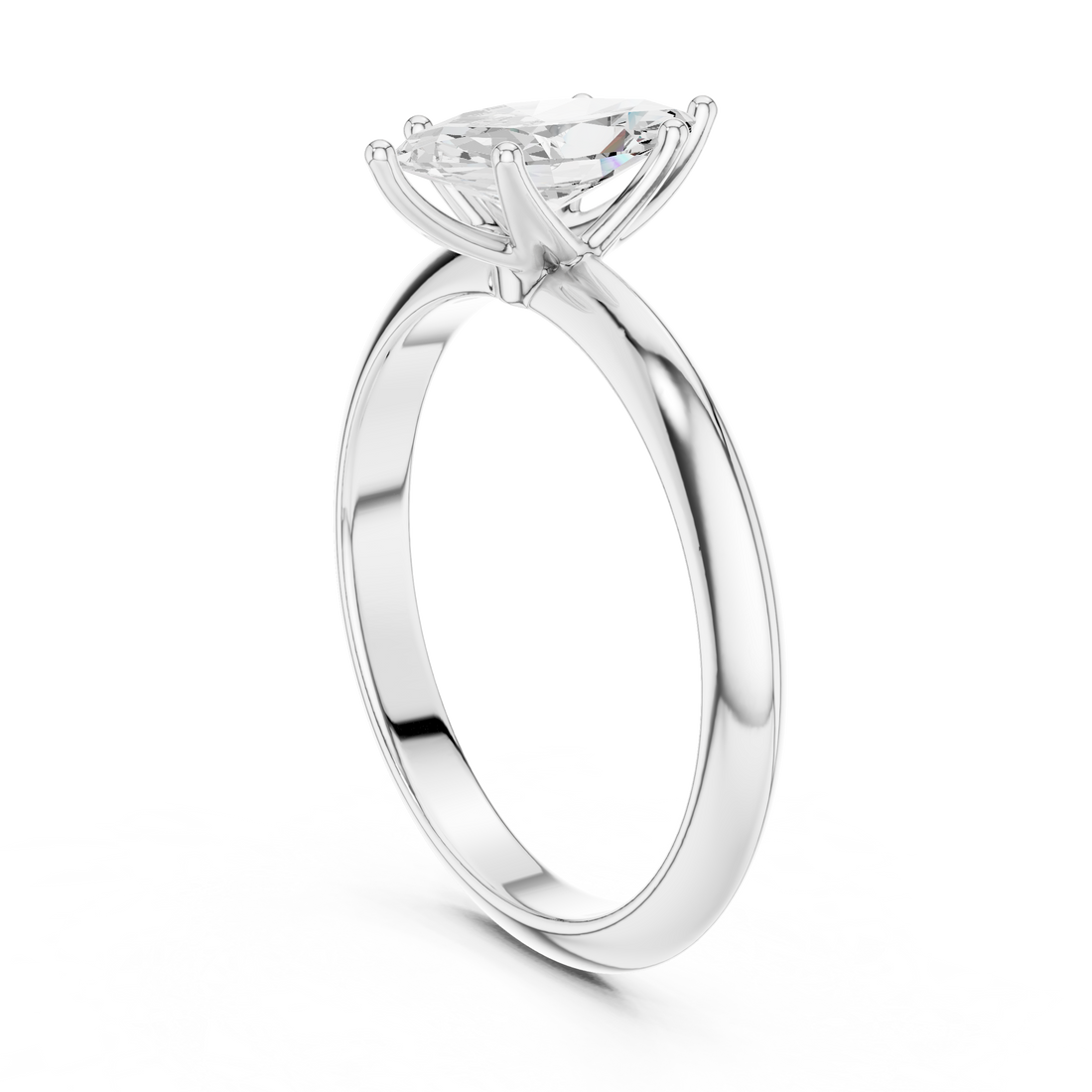 DDLR-146-MQ - Solitaire Marquise Ring - White Gold