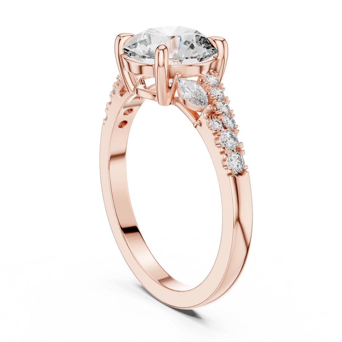DDLR-015 - Three Stone Round Ring - White Gold