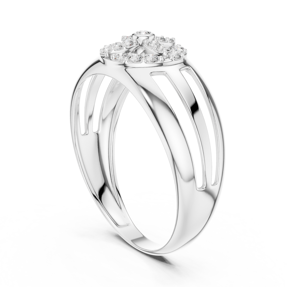 LR-01 (37) - Fashion Round Ring - White Gold