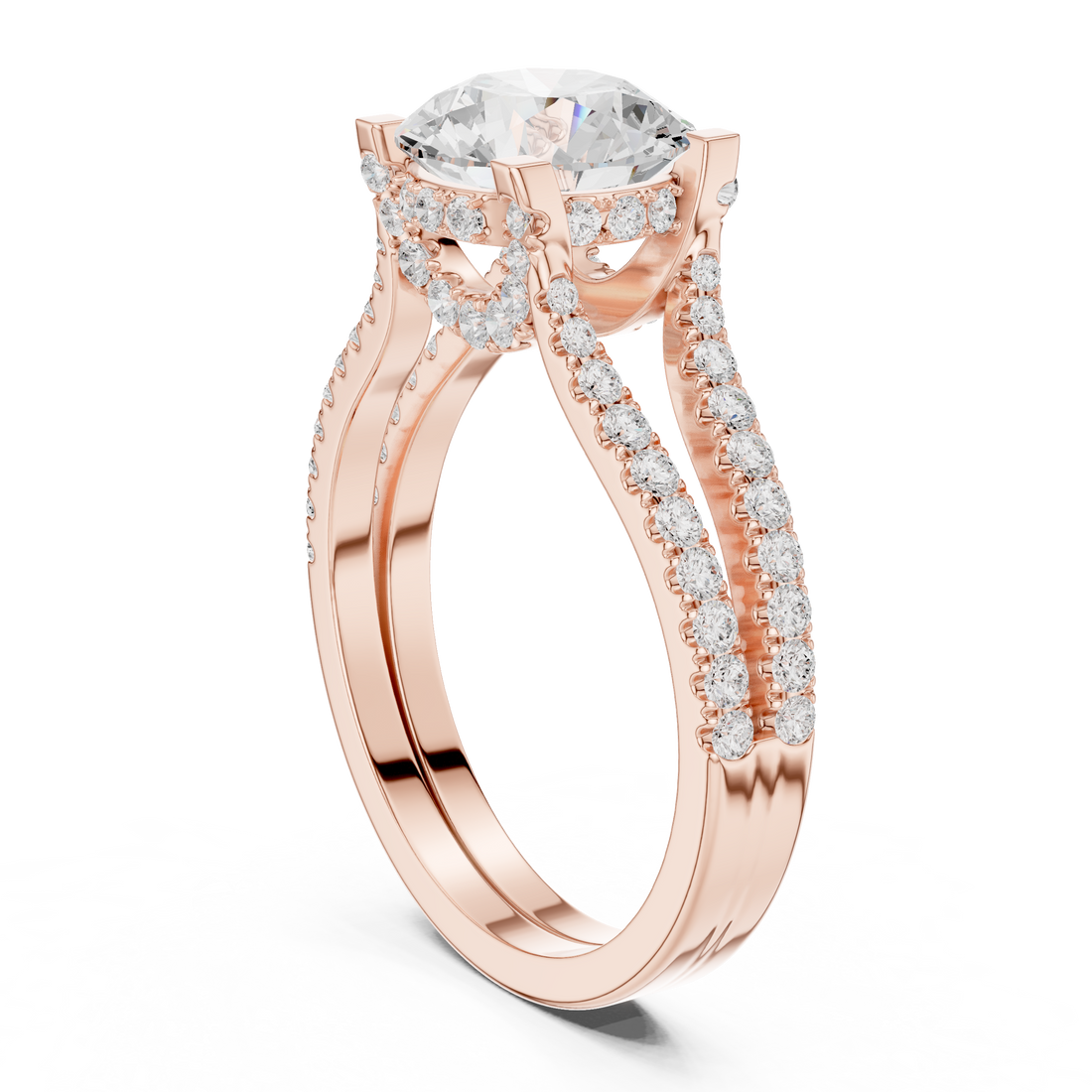 DDLR-182 RD - Split Shank Round Ring - White Gold