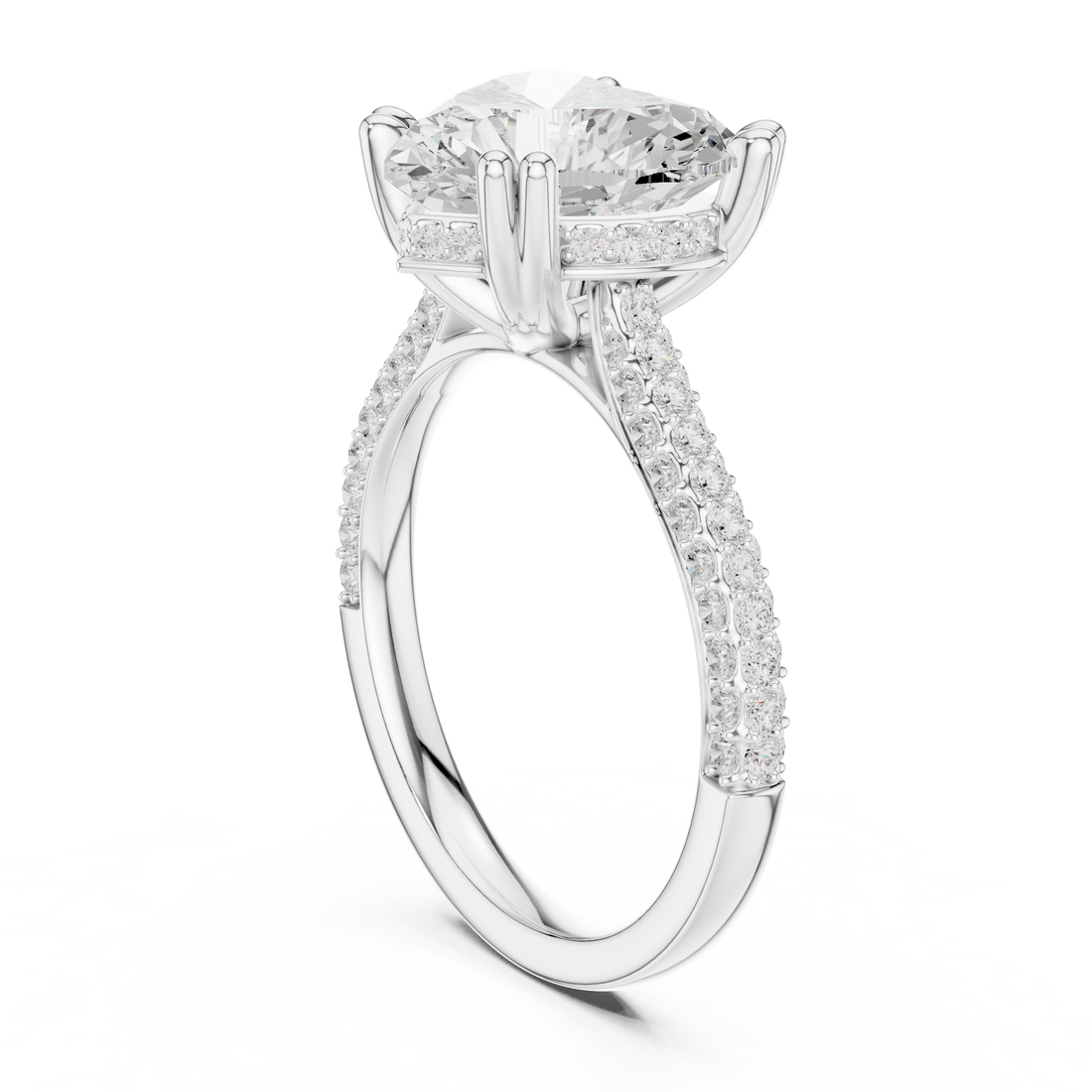 DDLR-260-HR - Solitaire Heart Ring - White Gold