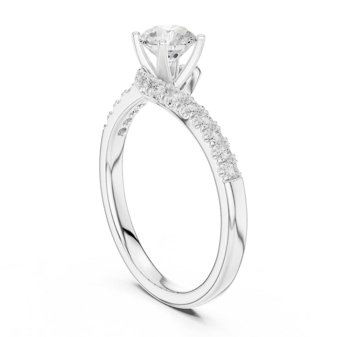 LR-0320 - Solitaire Round Ring - White Gold