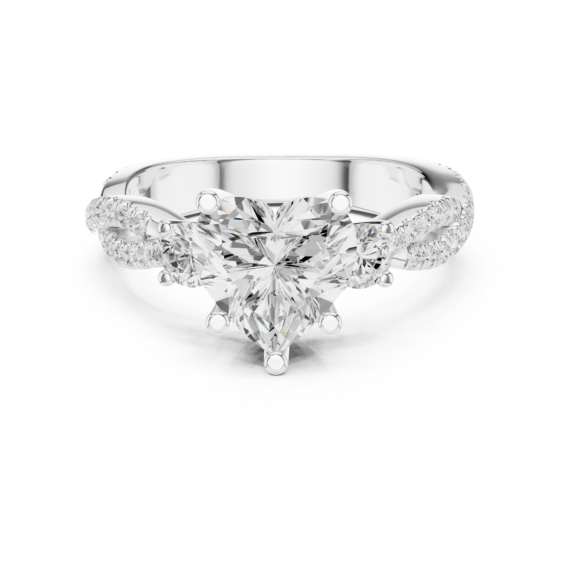 Three Stone Ring - Heart | DDLR-1034 - Rose Gold