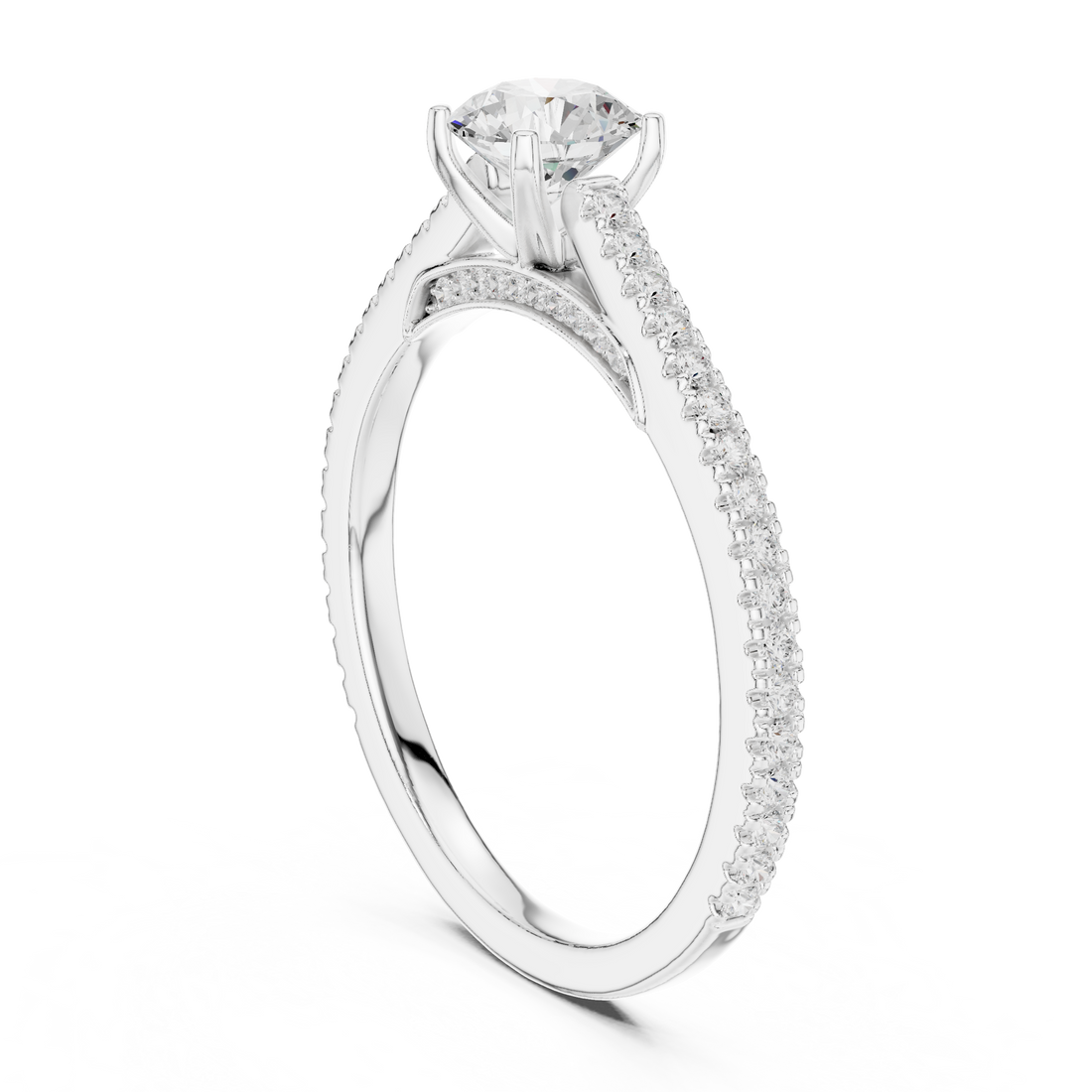 LR-0312 - Solitaire Round Ring - White Gold