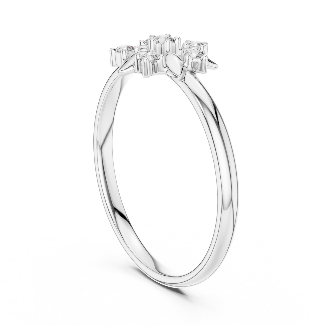 1 (417) - Fashion Round Ring - White Gold
