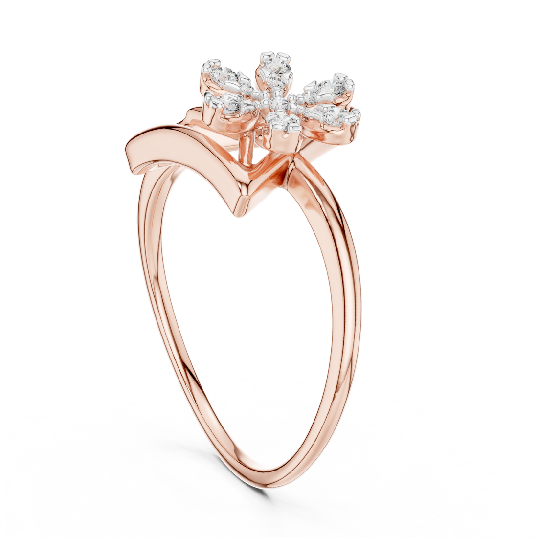 12#10044@L - Fashion Round Ring - White Gold