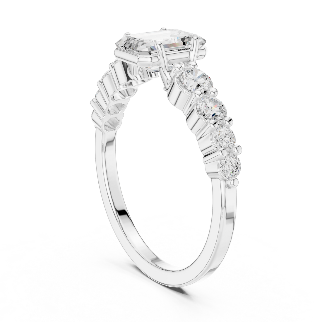 DDLR-1068 - Solitaire Emerald Ring - White Gold