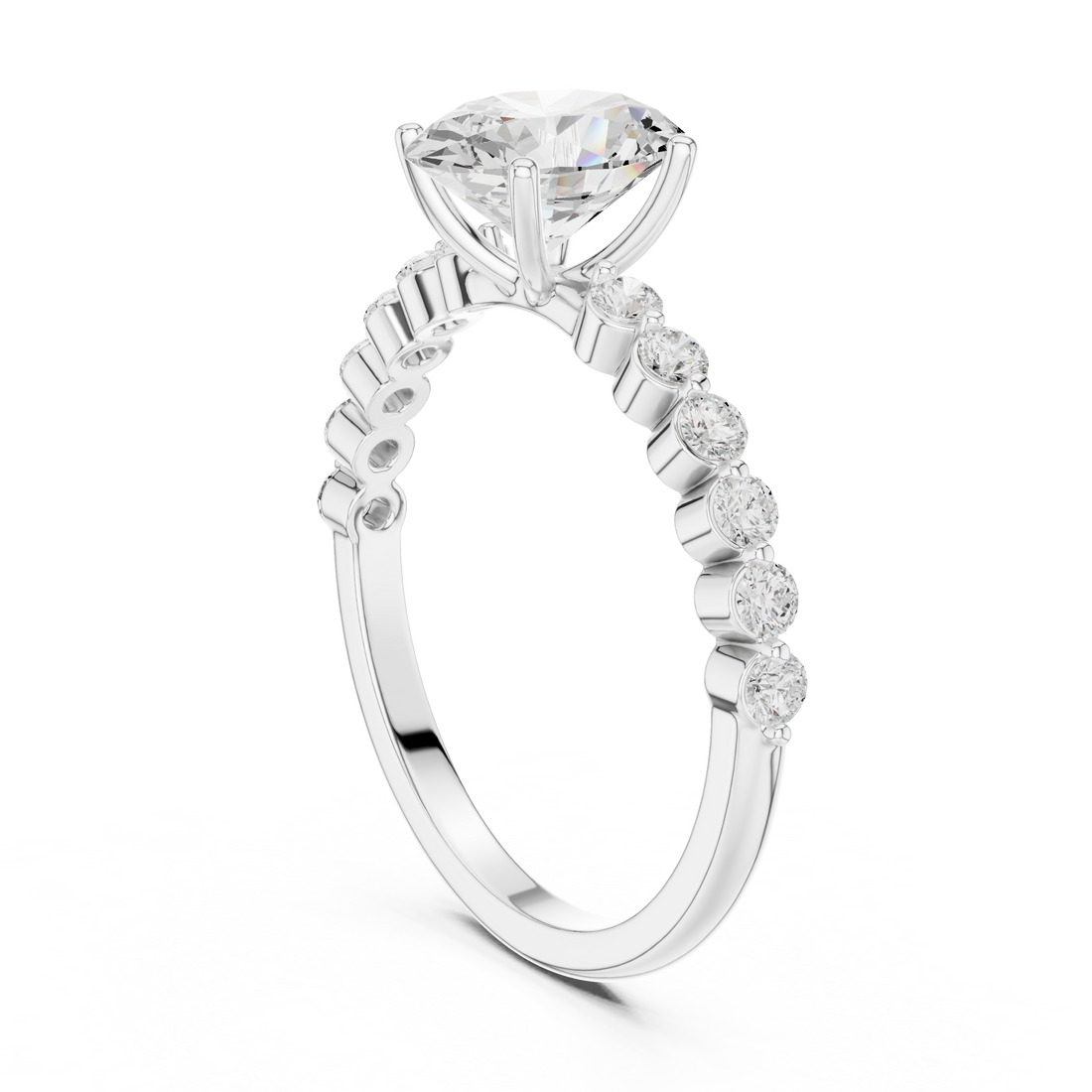 DDLR-1058 - Solitaire Oval Ring - White Gold