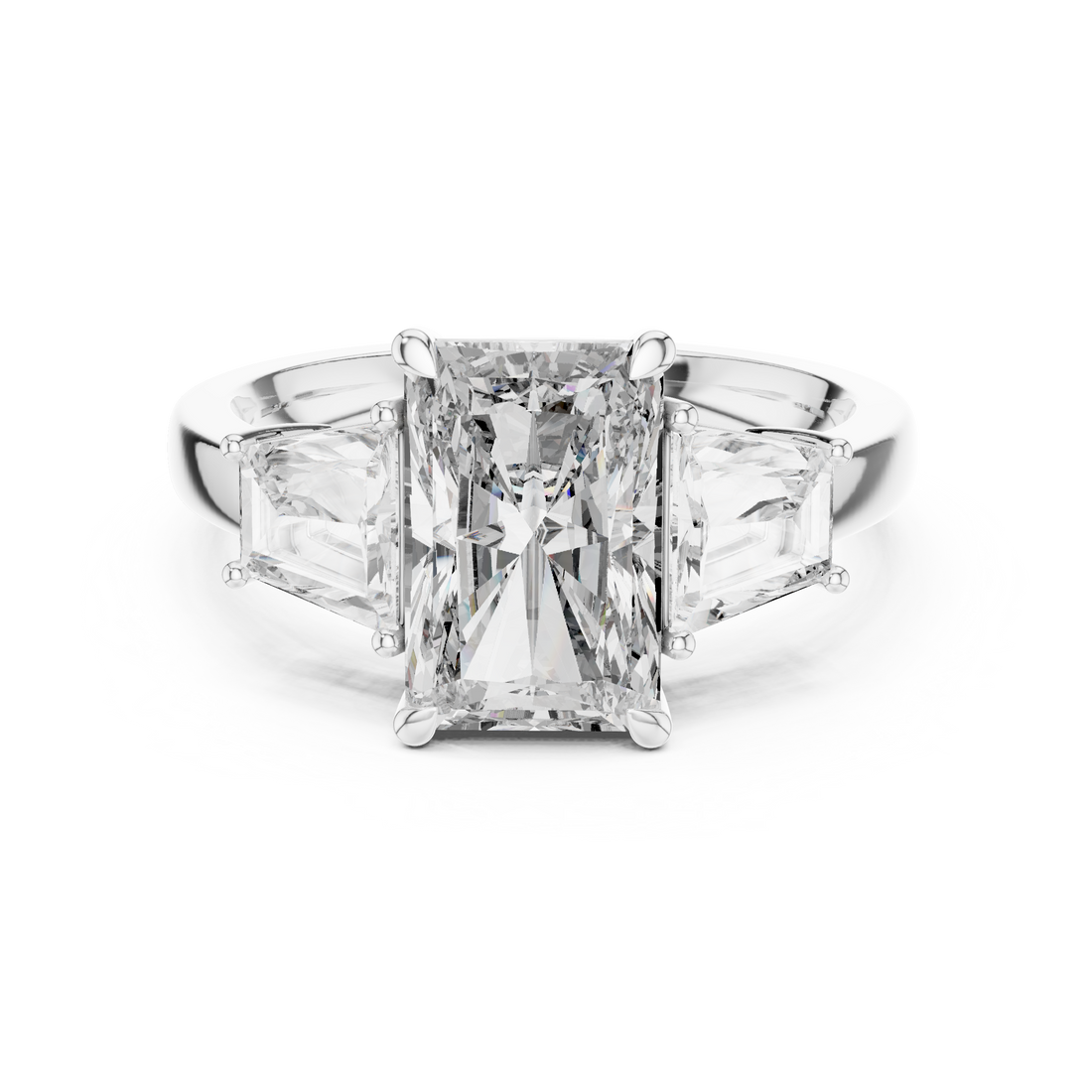 Three Stone Ring - Radiant | 9#10041L_SS15 - Rose Gold