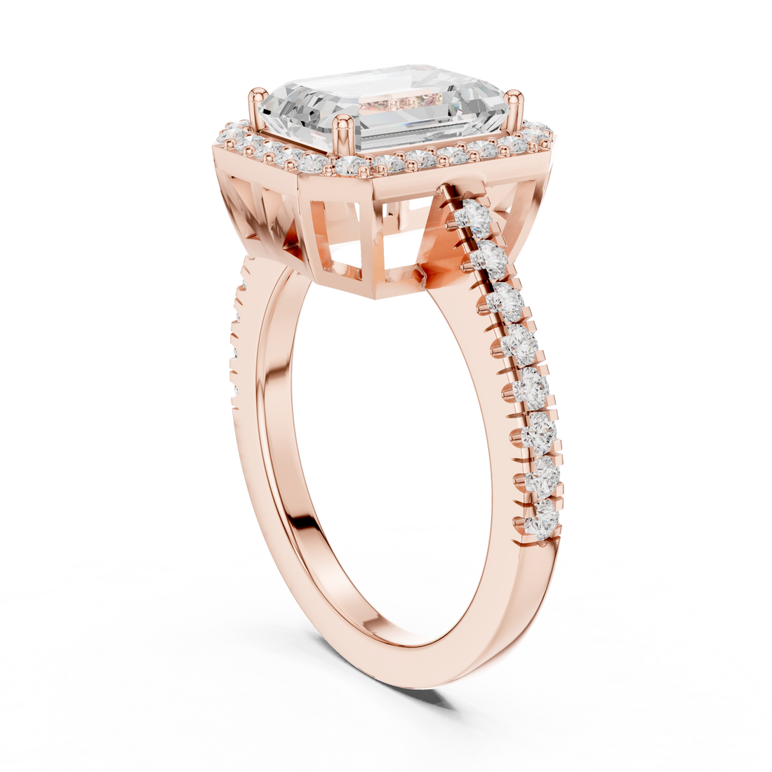 RLR1747 - Halo Emerald Ring - White Gold