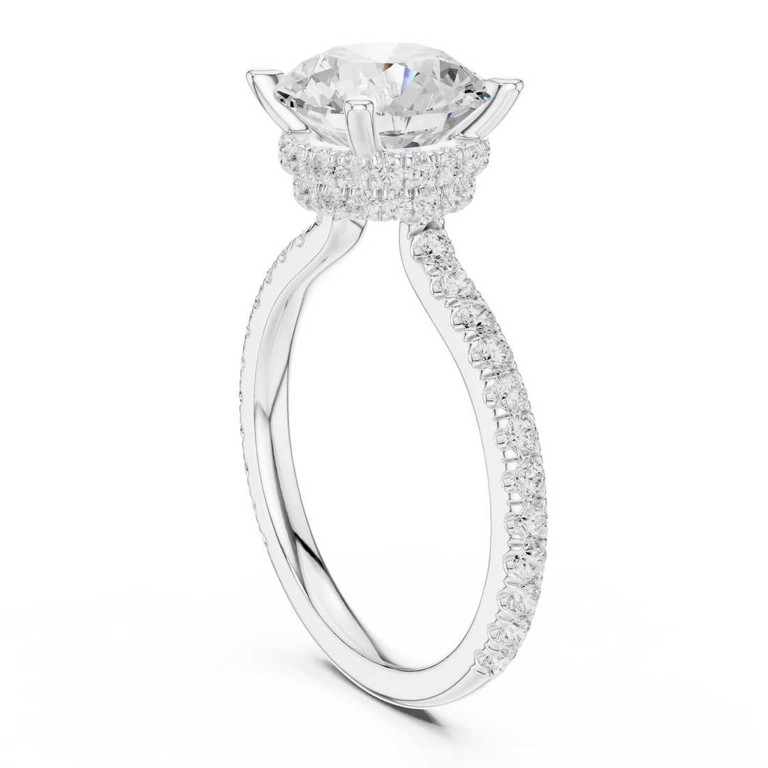 DDLR-1020 - Solitaire Round Ring - White Gold