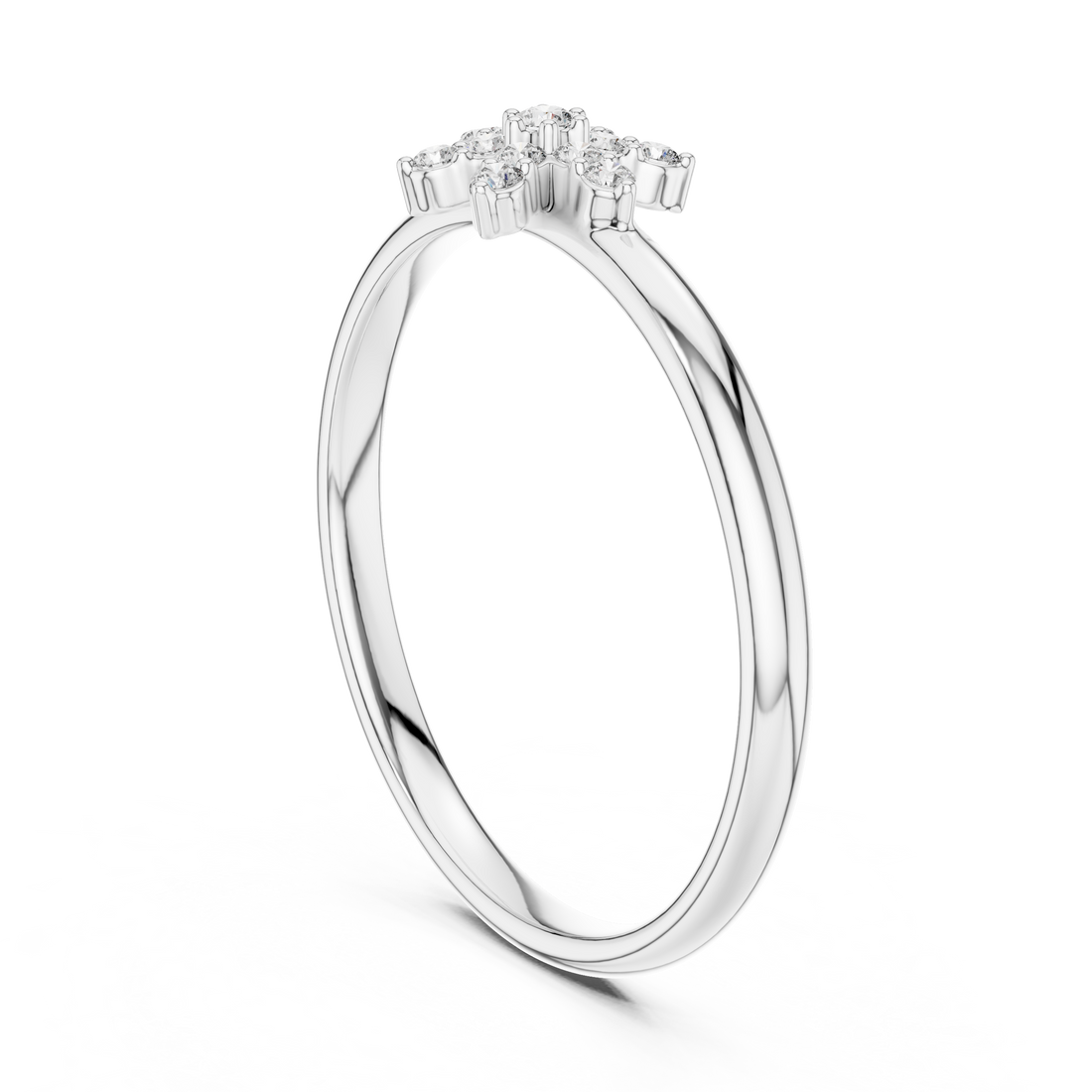 1 (366) - Fashion Round Ring - White Gold