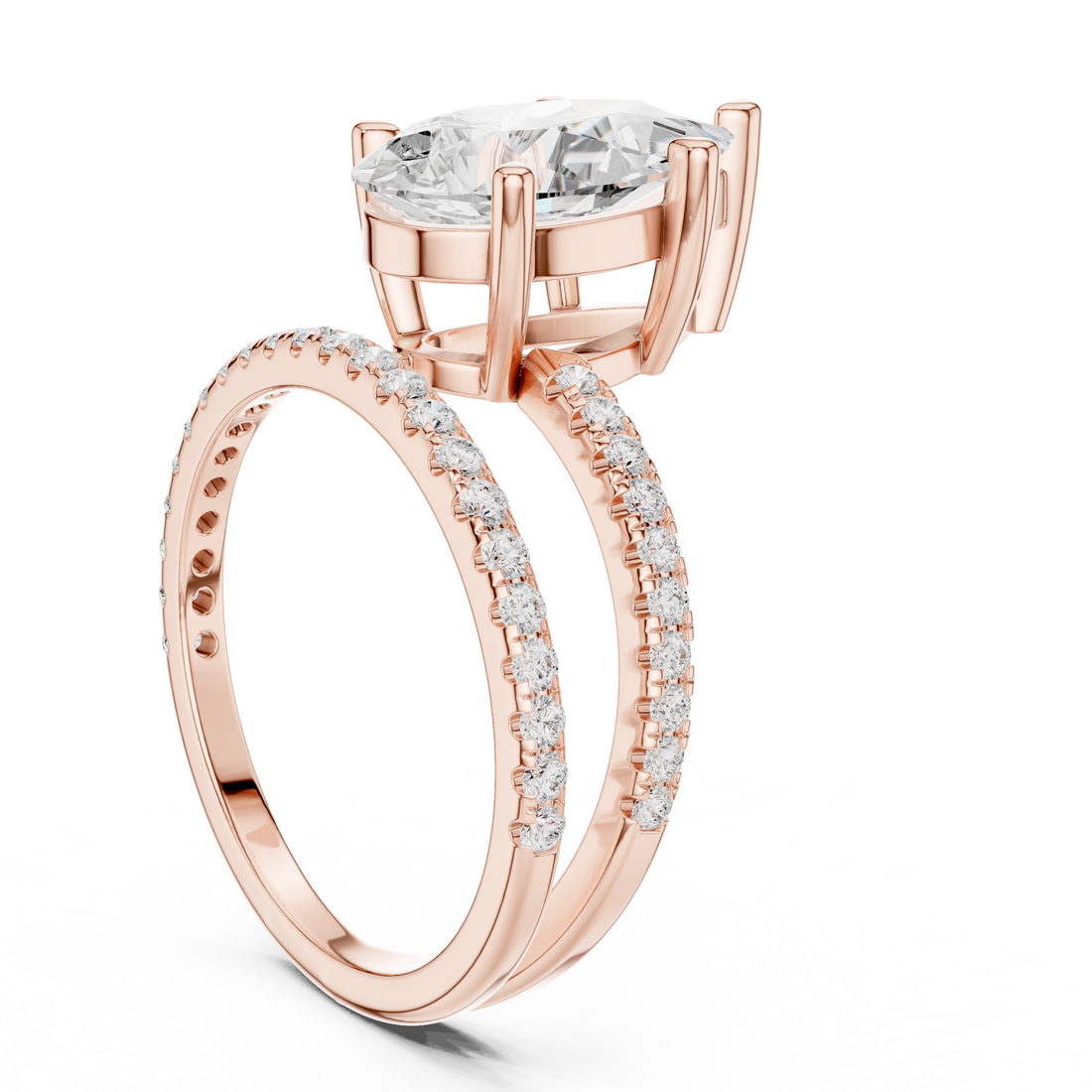 39 PE - Bypass Pear Ring - White Gold