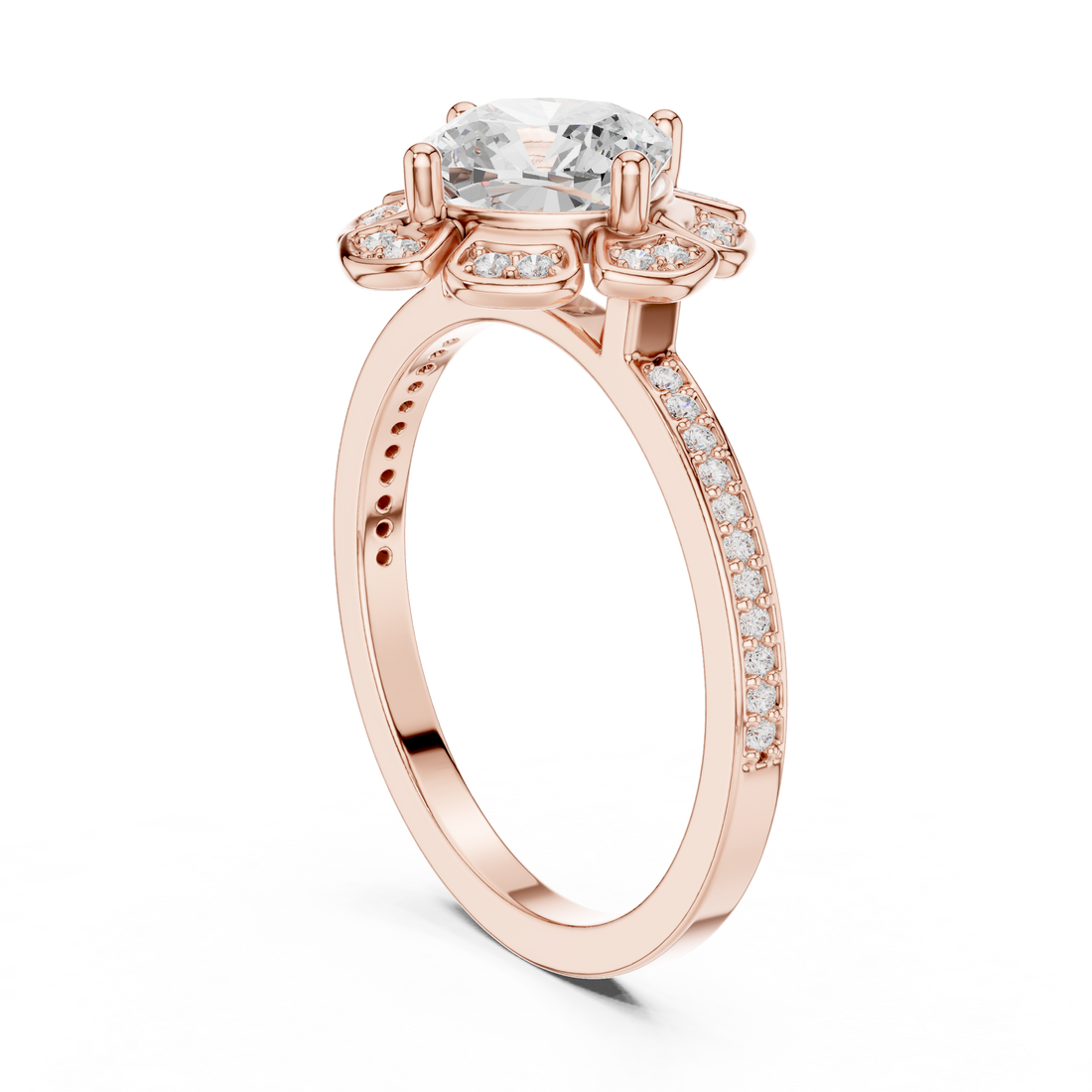 DDLR-363 - Halo Cushion Ring - White Gold