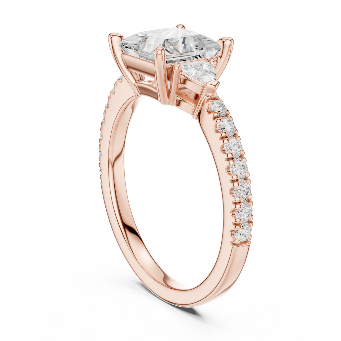 DDLR-861 - Three Stone Princess Ring - White Gold