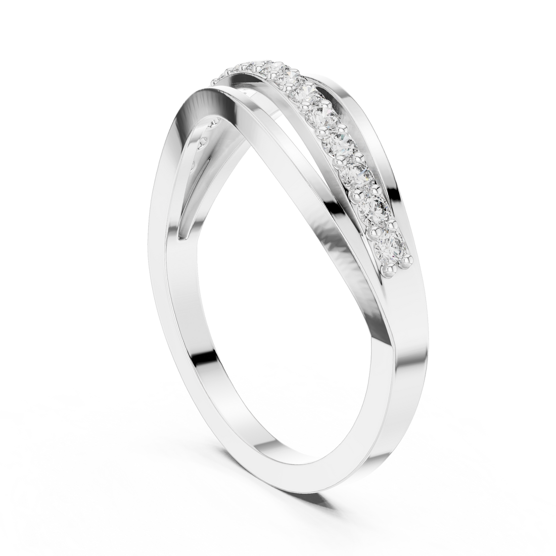 9#10069L - Fashion Round Ring - White Gold