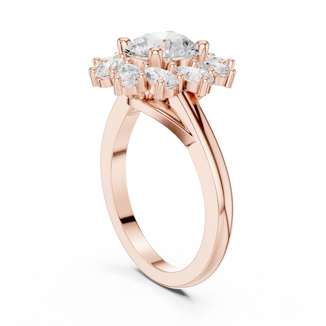 DDLR-405 - Halo Round Ring - White Gold