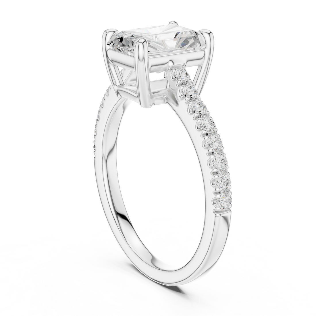 DDLR-039-RA - Solitaire Radiant Ring - White Gold