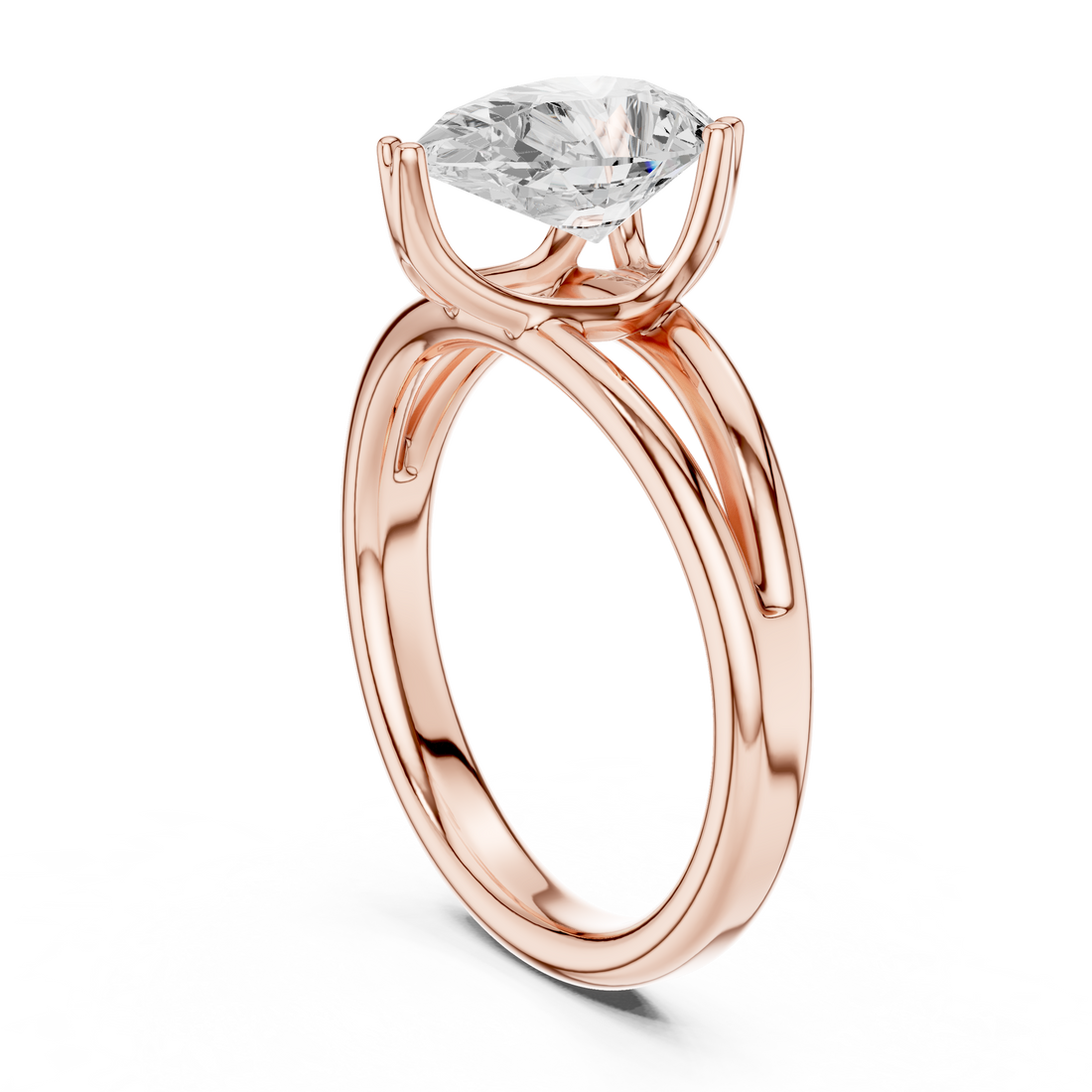 DDLR-094-PE - Solitaire Pear Ring - White Gold