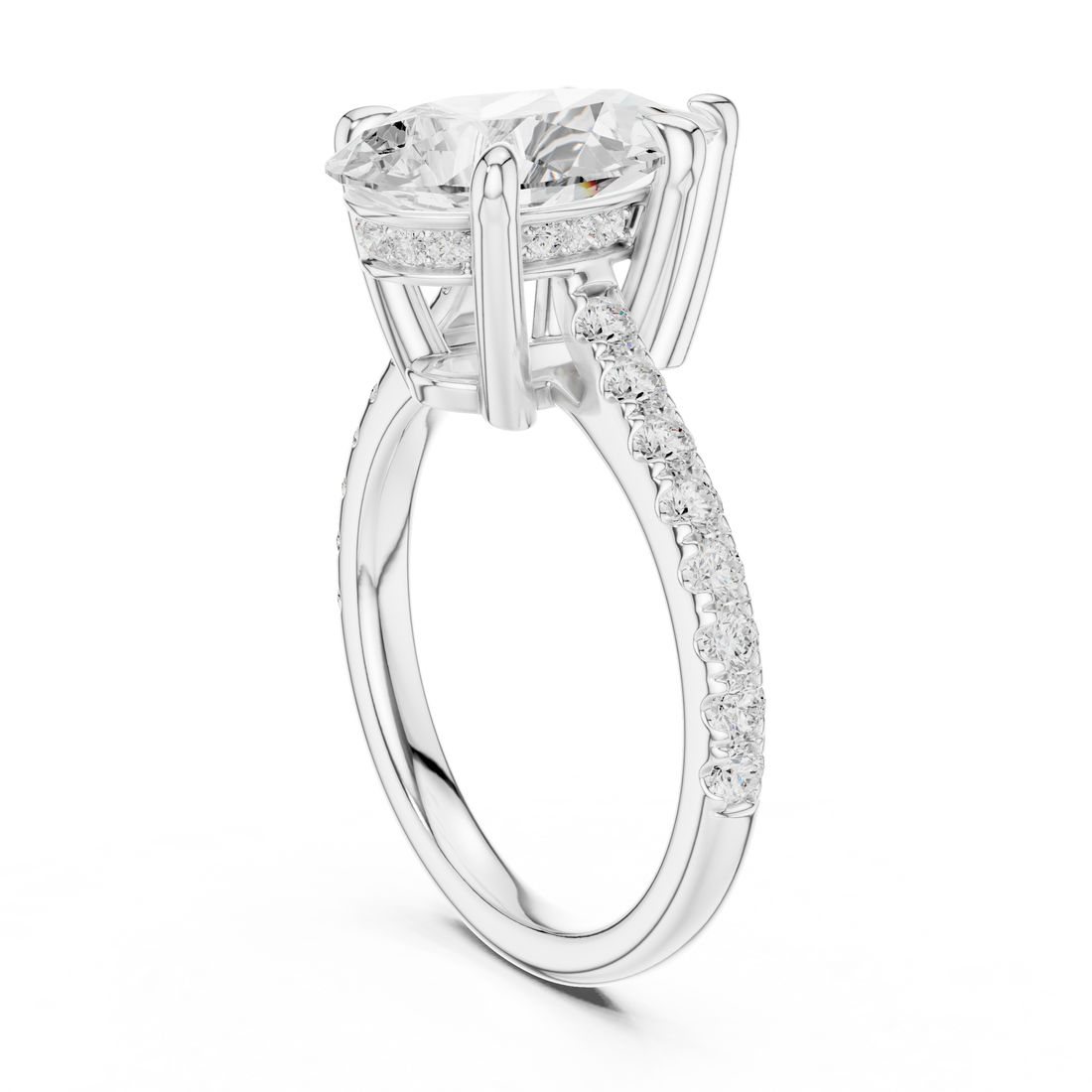 DDLR-250 - PE - Solitaire Pear Ring - White Gold