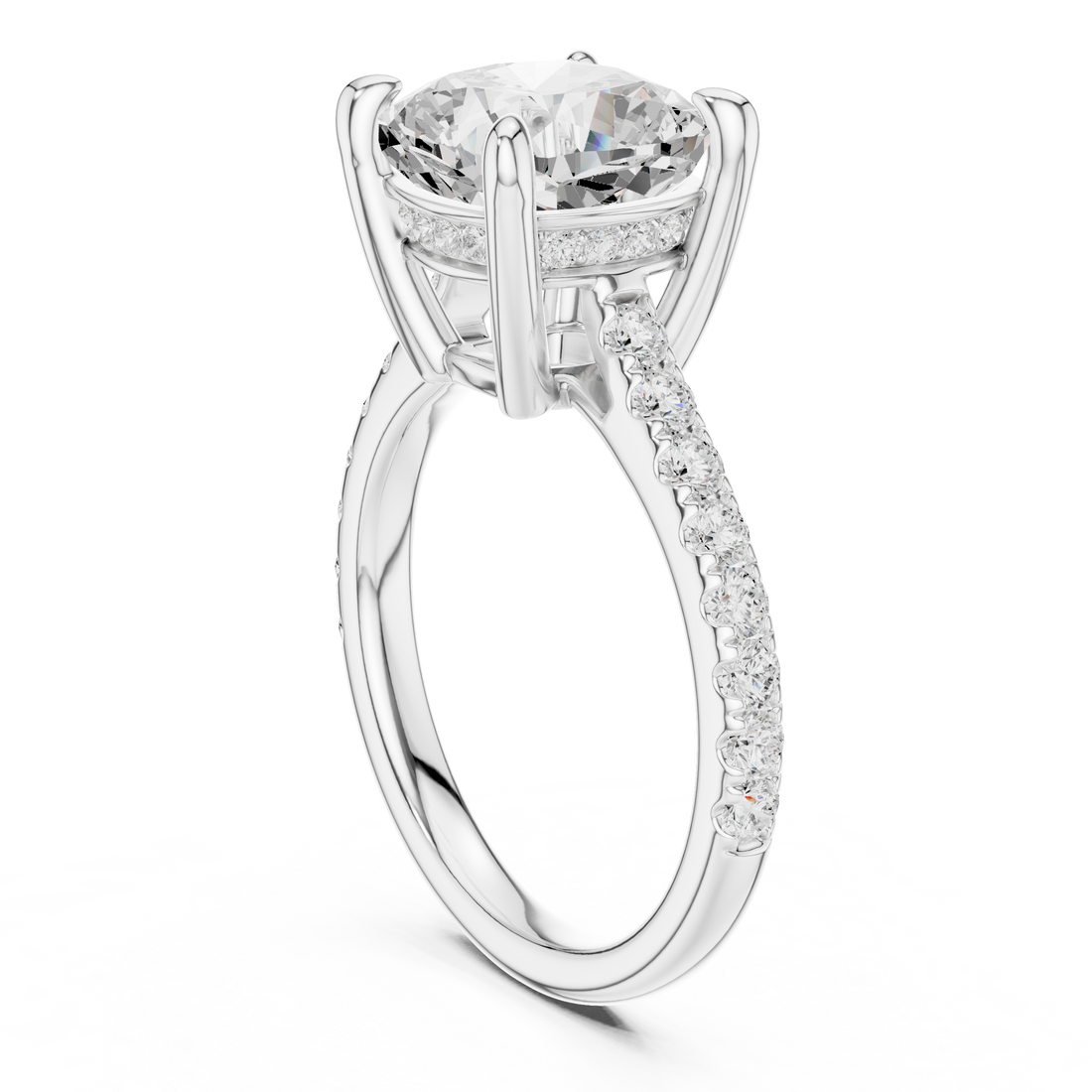 DDLR-250 - CU - Solitaire Cushion Ring - White Gold