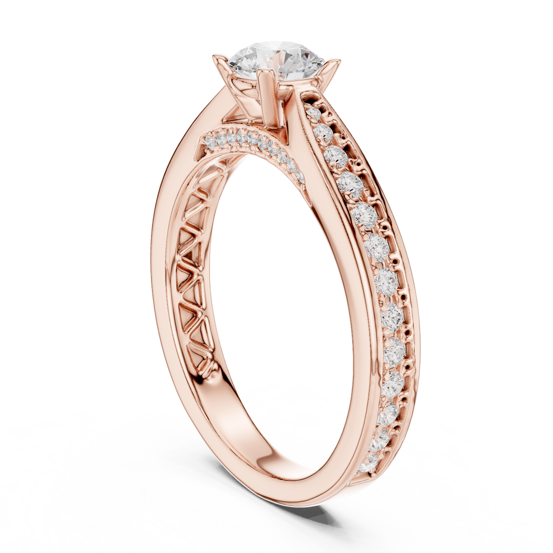 LR-0311 - Solitaire Round Ring - White Gold