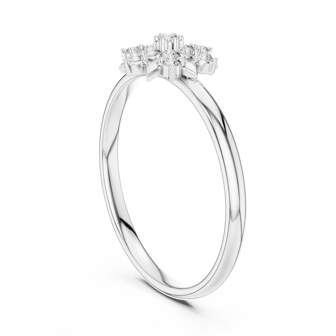 1 (438) - Fashion Round Ring - White Gold
