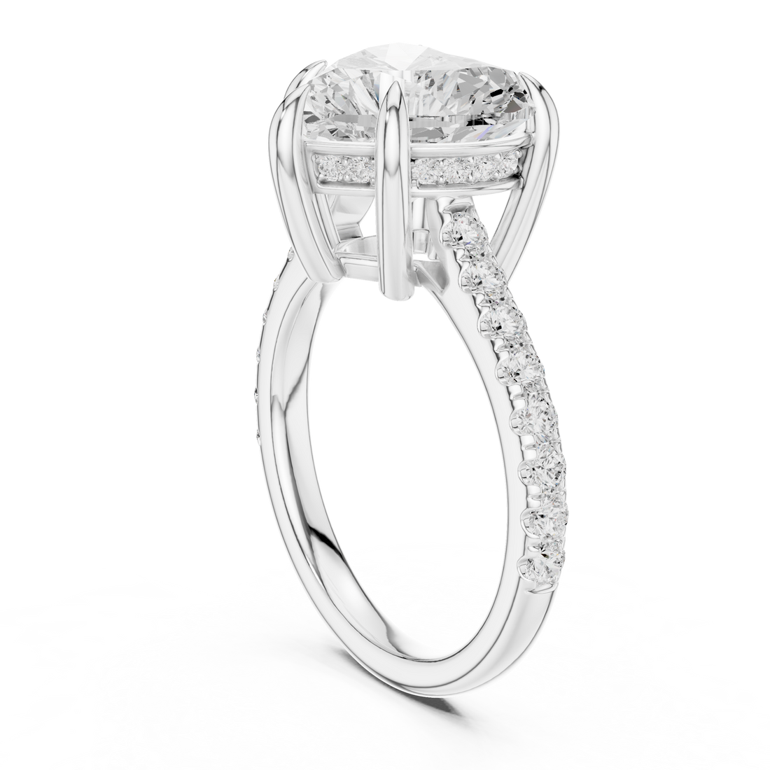 DDLR-1025 - Solitaire Heart Ring - White Gold