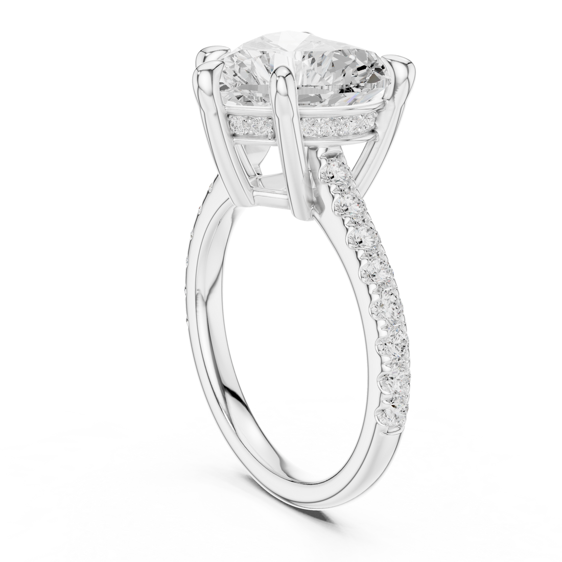 DDLR-250 - HR - Solitaire Heart Ring - White Gold