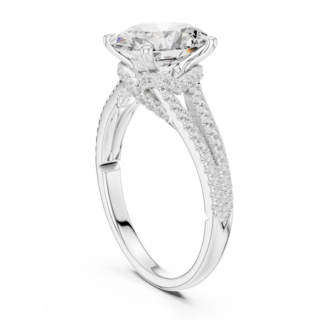 DDLR-252 - OVAL - Split Shank Oval Ring - White Gold