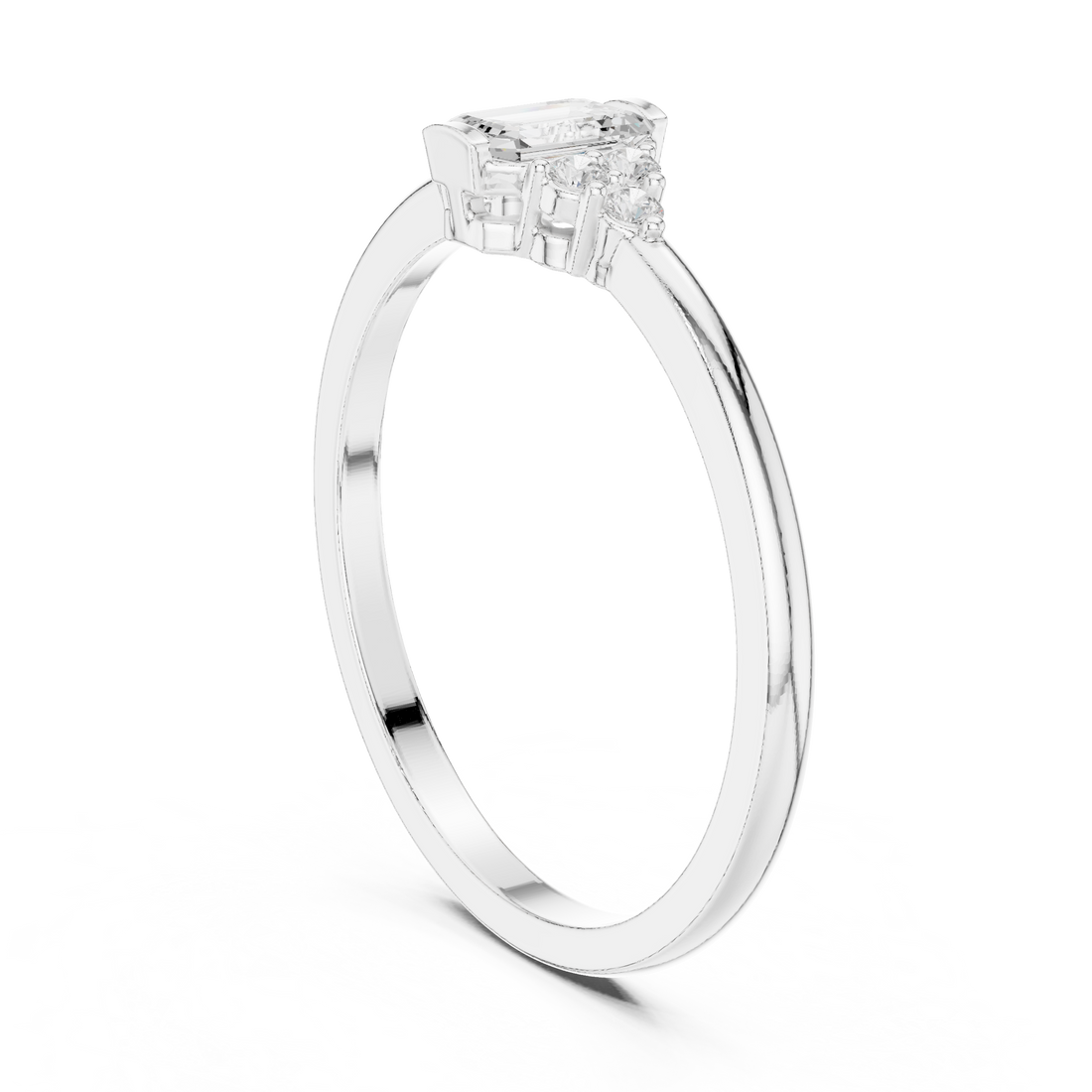 HLR-232 - Fashion Emerald Ring - White Gold