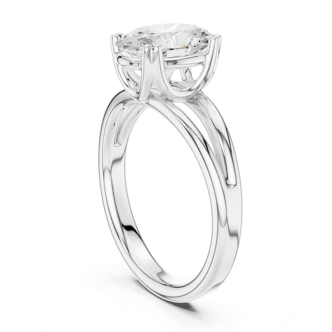 DDLR-094-OV - Split Shank Oval Ring - White Gold