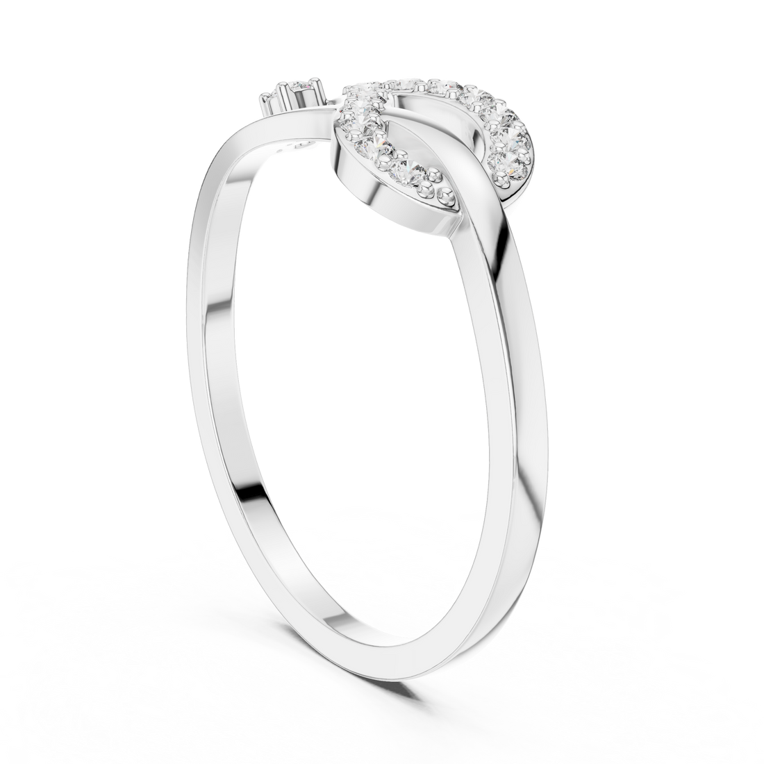 DR-6298 - Fashion Round Ring - White Gold