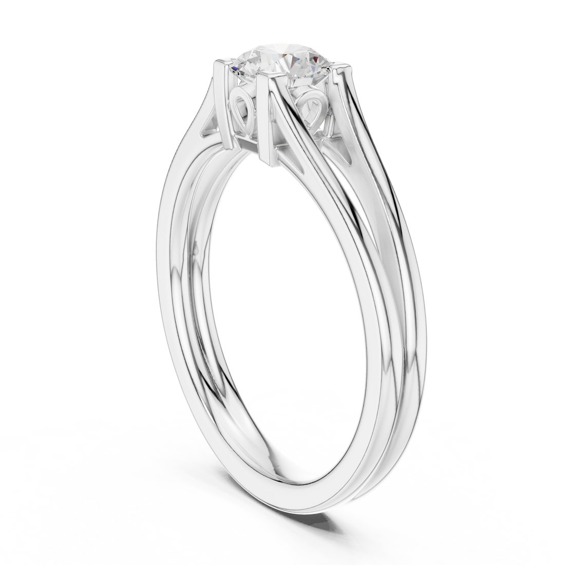 DDLR-545 - Solitaire Round Ring - White Gold