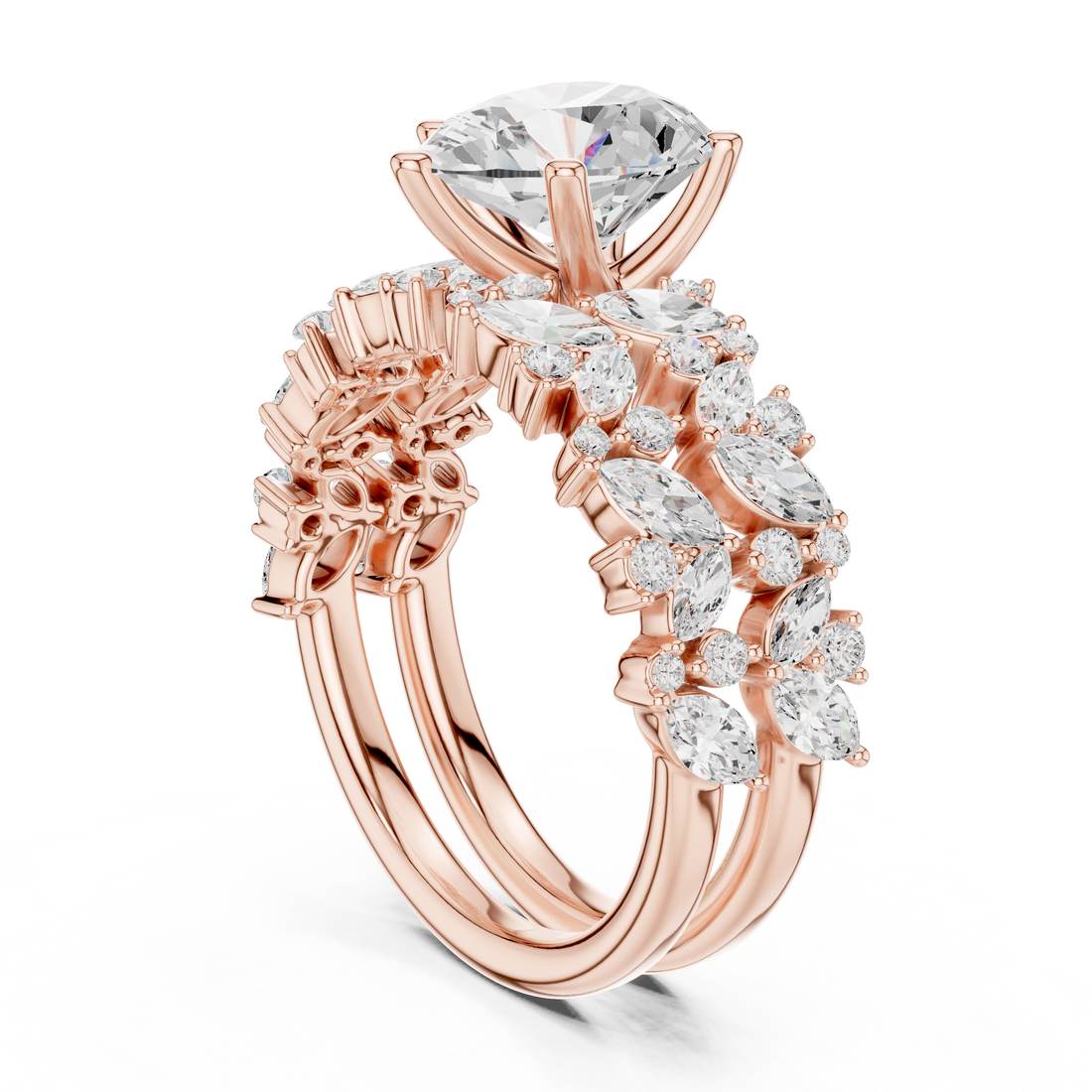 DDLR-443-PE - Fashion Pear Ring - White Gold