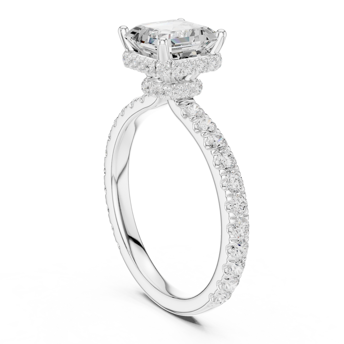DDLR-165 -AC - Halo Asscher Ring - White Gold