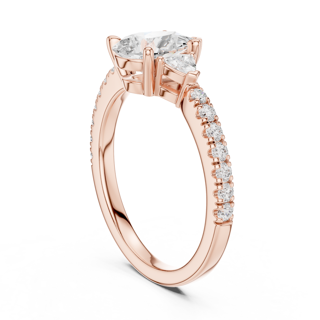 DDLR-860 - Three Stone Pear Ring - White Gold