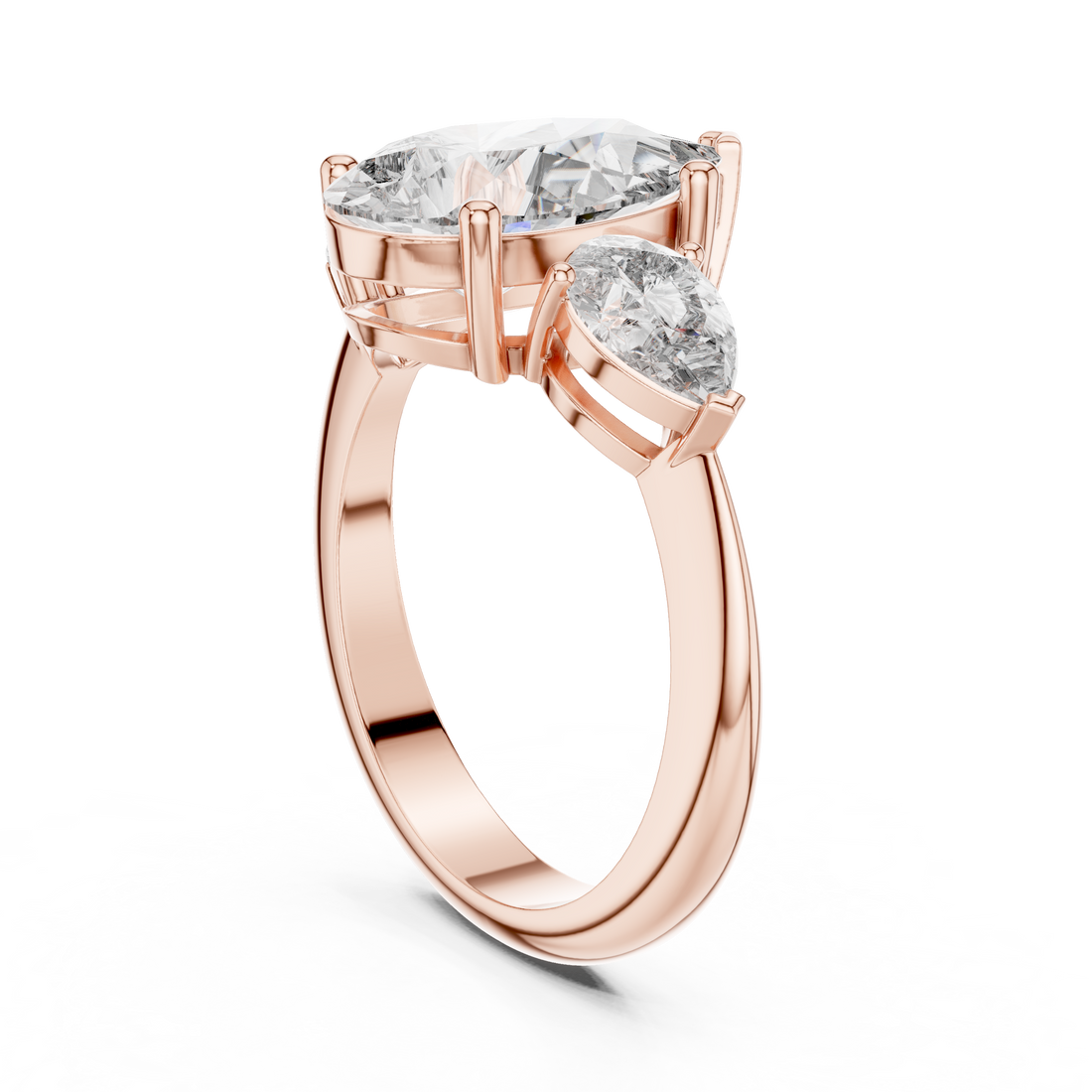 9#10033L_SS5 - Three Stone Pear Ring - White Gold