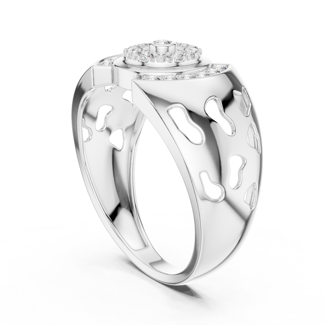 LR-01 (42) - Fashion Round Ring - White Gold