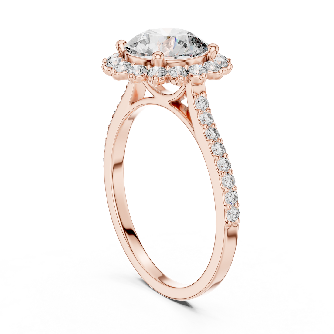 DDLR-062 - Halo Round Ring - White Gold