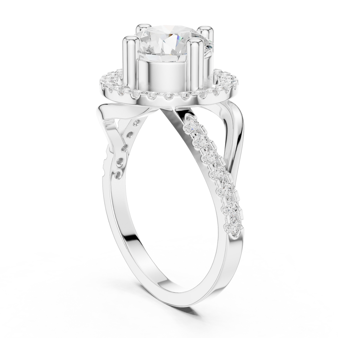 DDLR-335 - Halo Round Ring - White Gold