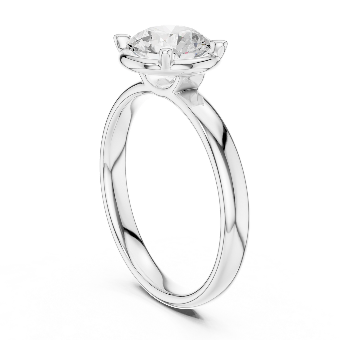10 RD - Solitaire Round Ring - White Gold