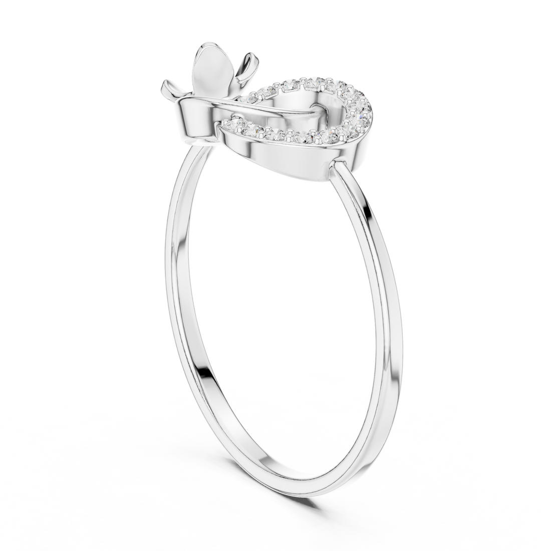 1 (224) - Fashion Round Ring - White Gold