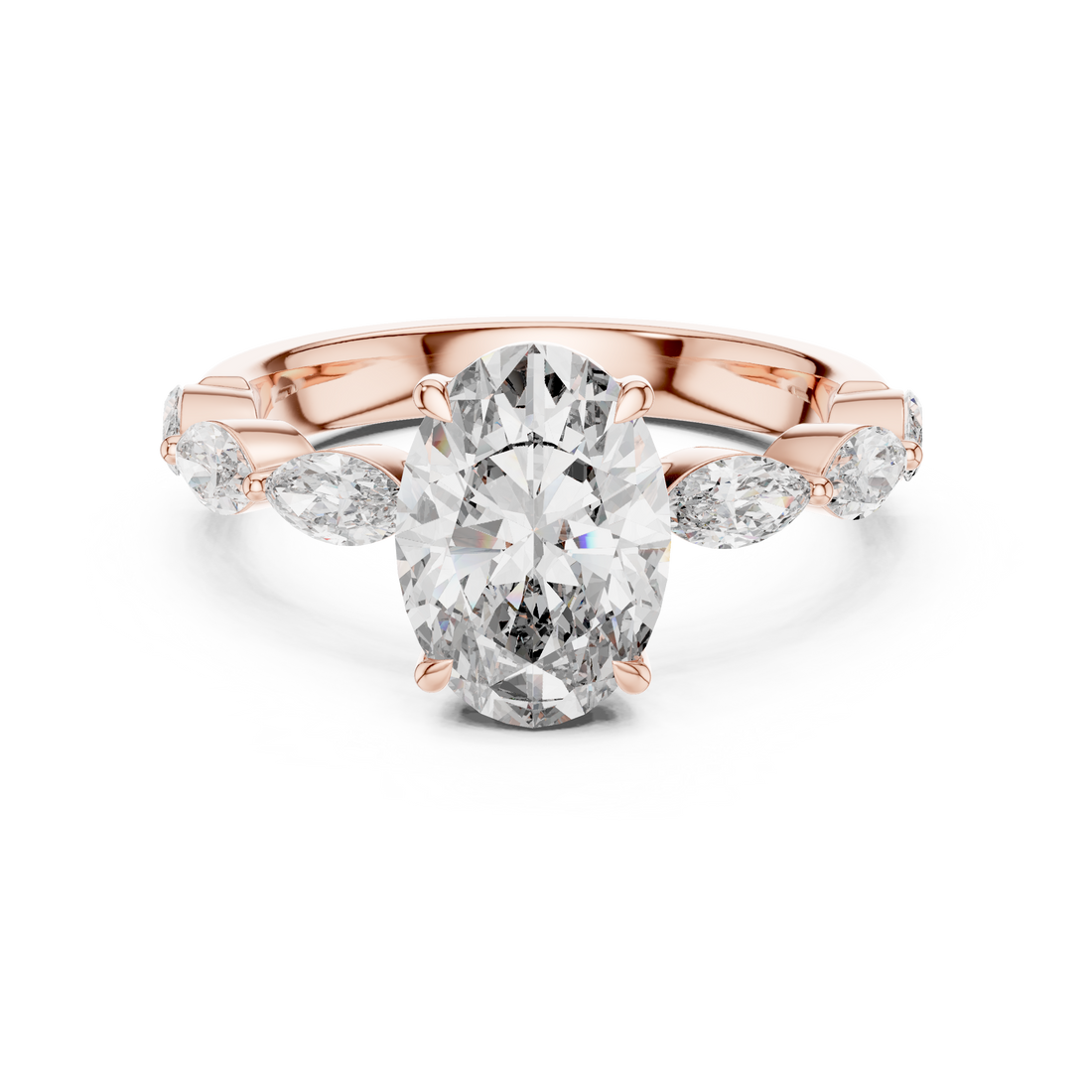Solitaire Ring - Oval | 9#10031L_SS9 - Rose Gold